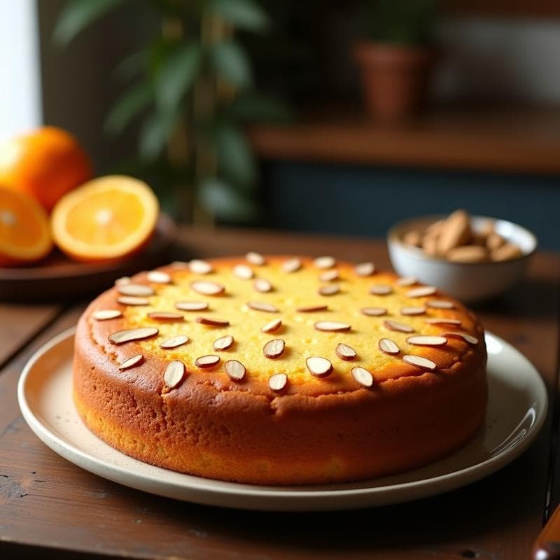 Torta de Aceite de Oliva y Naranja con Almendras: Postre Español Tradicional Sin Lactosa