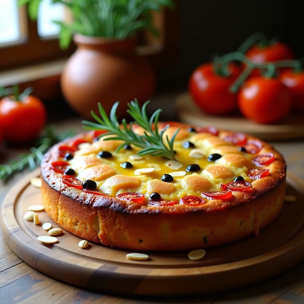 Torta de Aceite de Oliva y Romero con Tomates Secos: Receta Sin Harina y Sin Lactosa