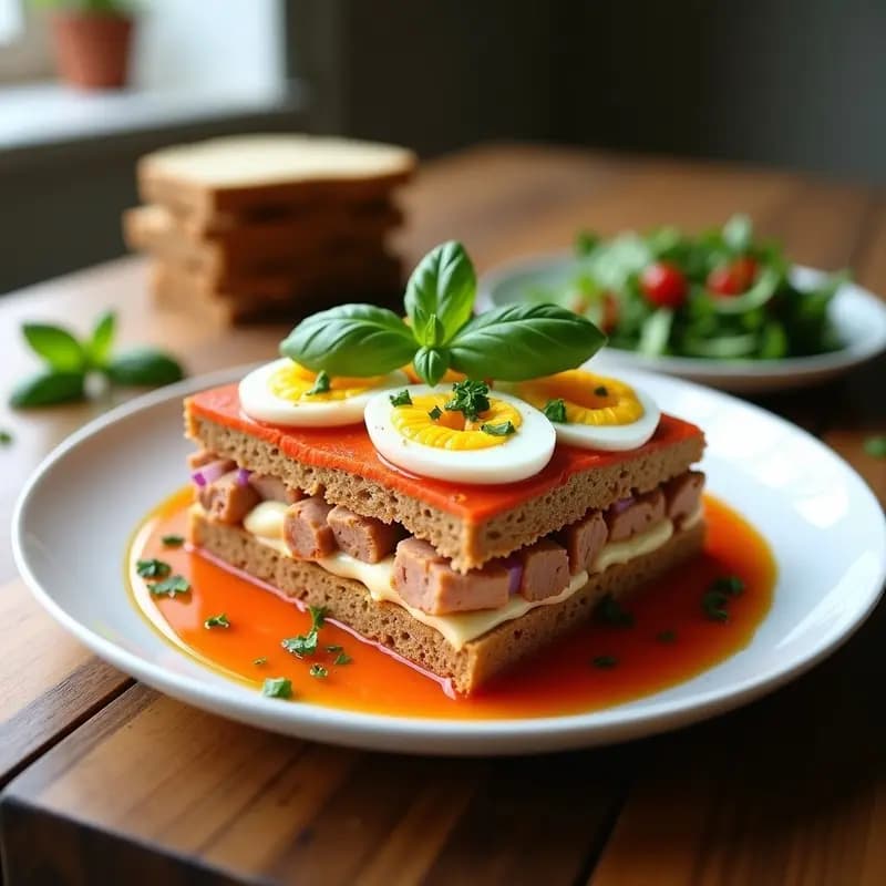 Torta de Gazpacho con Atún y Huevos: Entrante Extremeño Fresco y Nutritivo