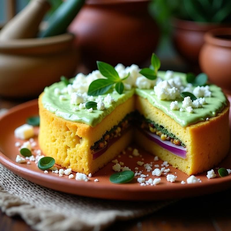 Torta de Pan de Elote y Rajas con Crema de Epazote: Receta Mexicana Sin Gluten