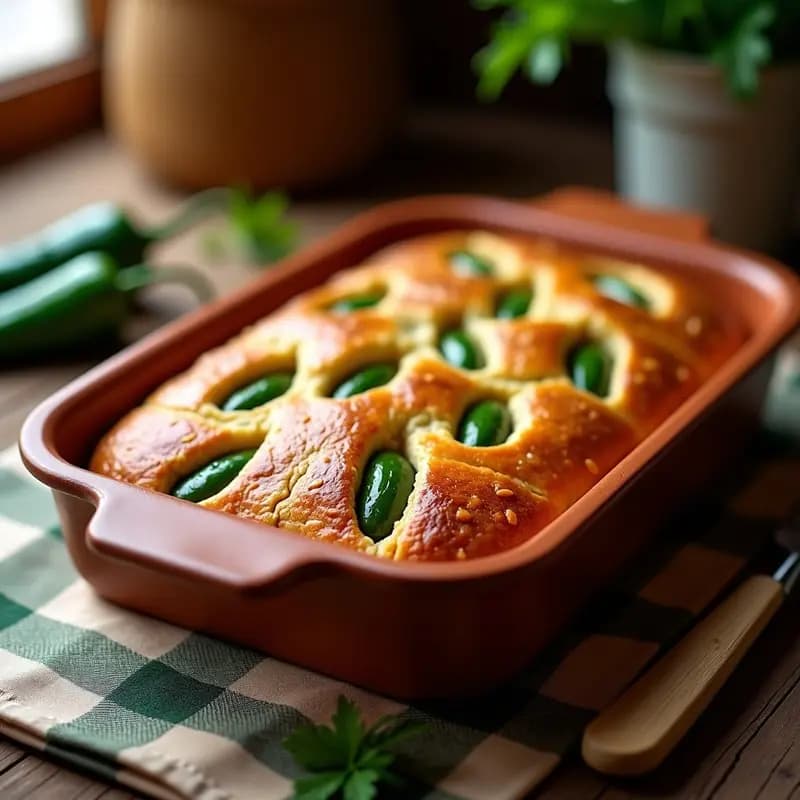 Torta de Pan de Hígado con Pimientos del Padrón: Receta de la Abuela con Toque Picante