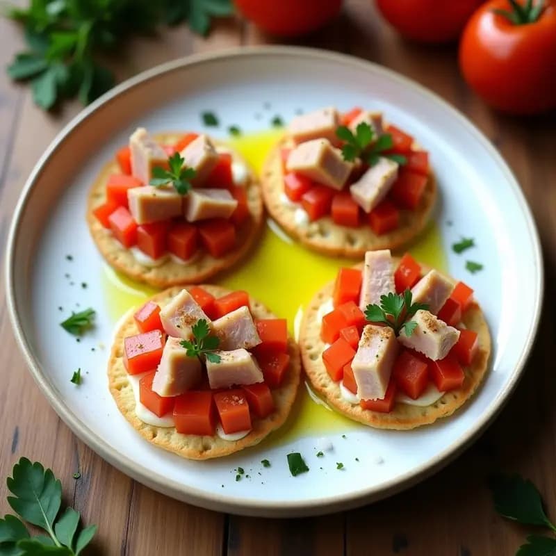 Tortas de Aceite con Tomate y Ventresca: Tapa Española Tradicional en 10 Minutos