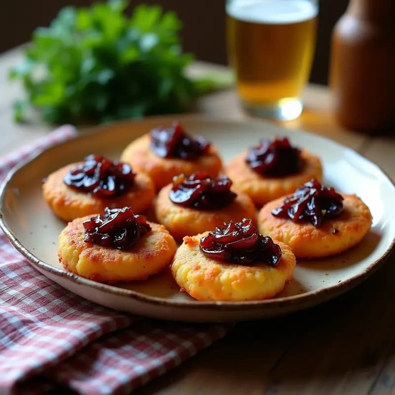 Tortas de Chicharrones con Cebolla Caramelizada: Tapa Sevillana Crujiente y Sabrosa