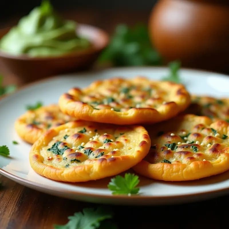 Tortas de Harina de Garbanzo Rellenas de Espinacas y Queso Paneer: Receta India en Airfryer