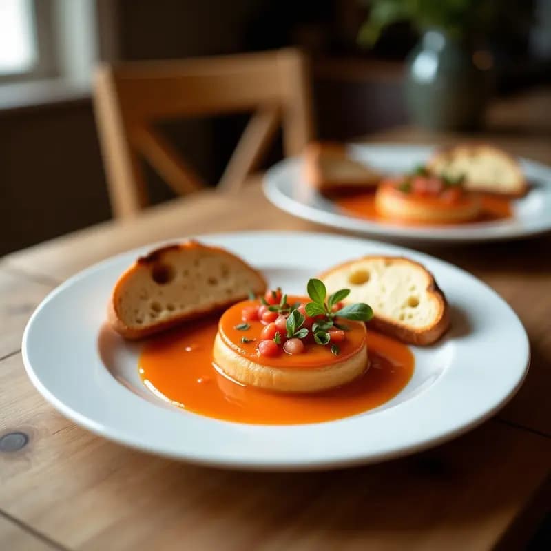 Tortas de Gazpacho Andaluza: Pan Frito Acompañado de Vinagreta