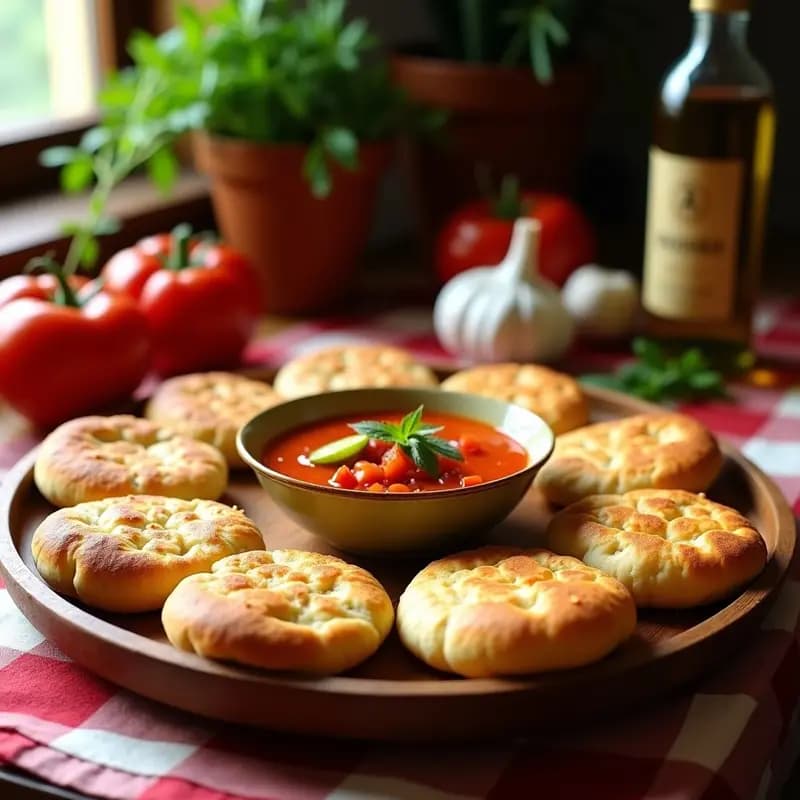 Tortas de Gazpacho Extremeñas: Panecillos de Aceite con Tomate y Ajo para Acompañar