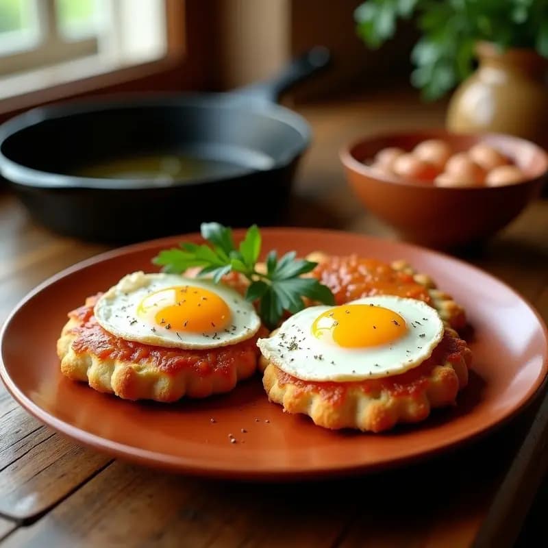 Tortas de gazpacho andaluz con huevo frito: Receta de Aprovechamiento
