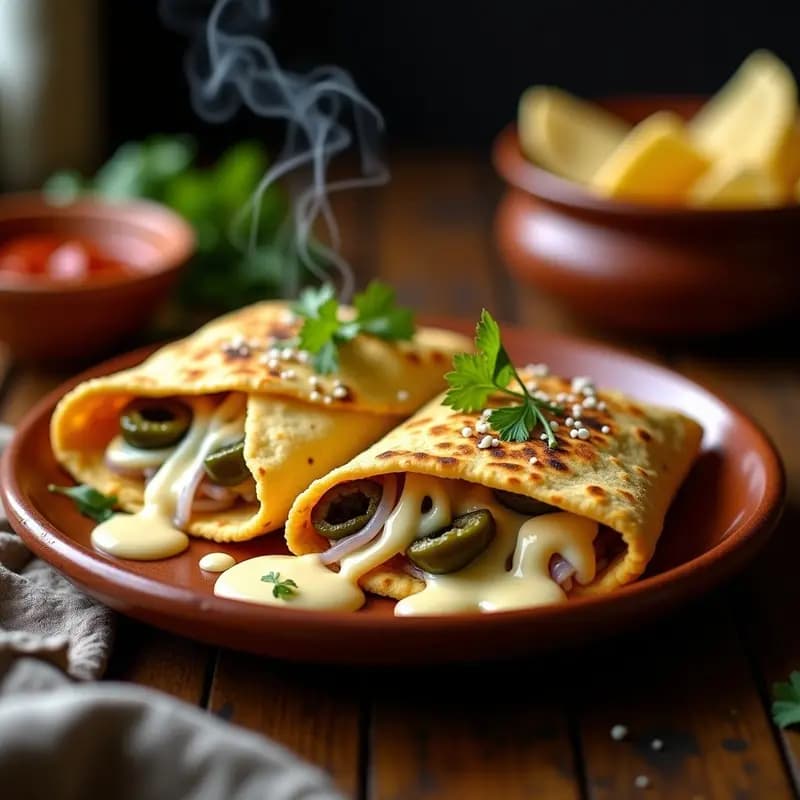 Tortas de Harina con Queso Fundido y Rajas con Crema: Receta Mexicana para Antojos Nocturnos
