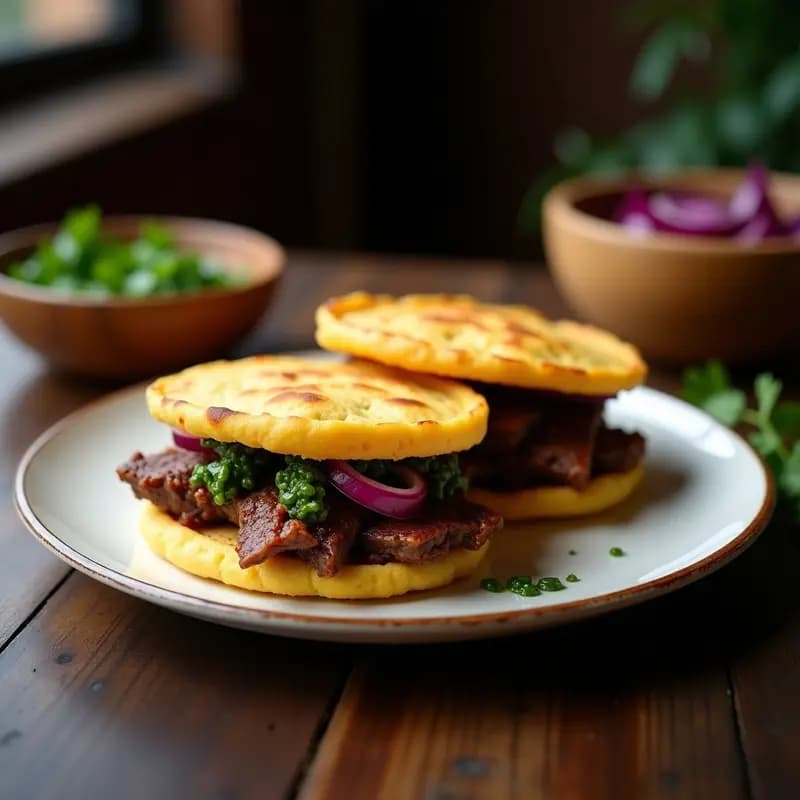 Tortas de Maíz con Asado de Tira y Chimichurri: Receta Chilena en Sandwichera