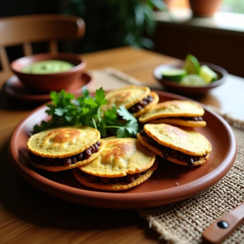 Tortas de Maíz Azul con Frijol Negro y Chipotle: Receta Salvadoreña Vegana en Airfryer