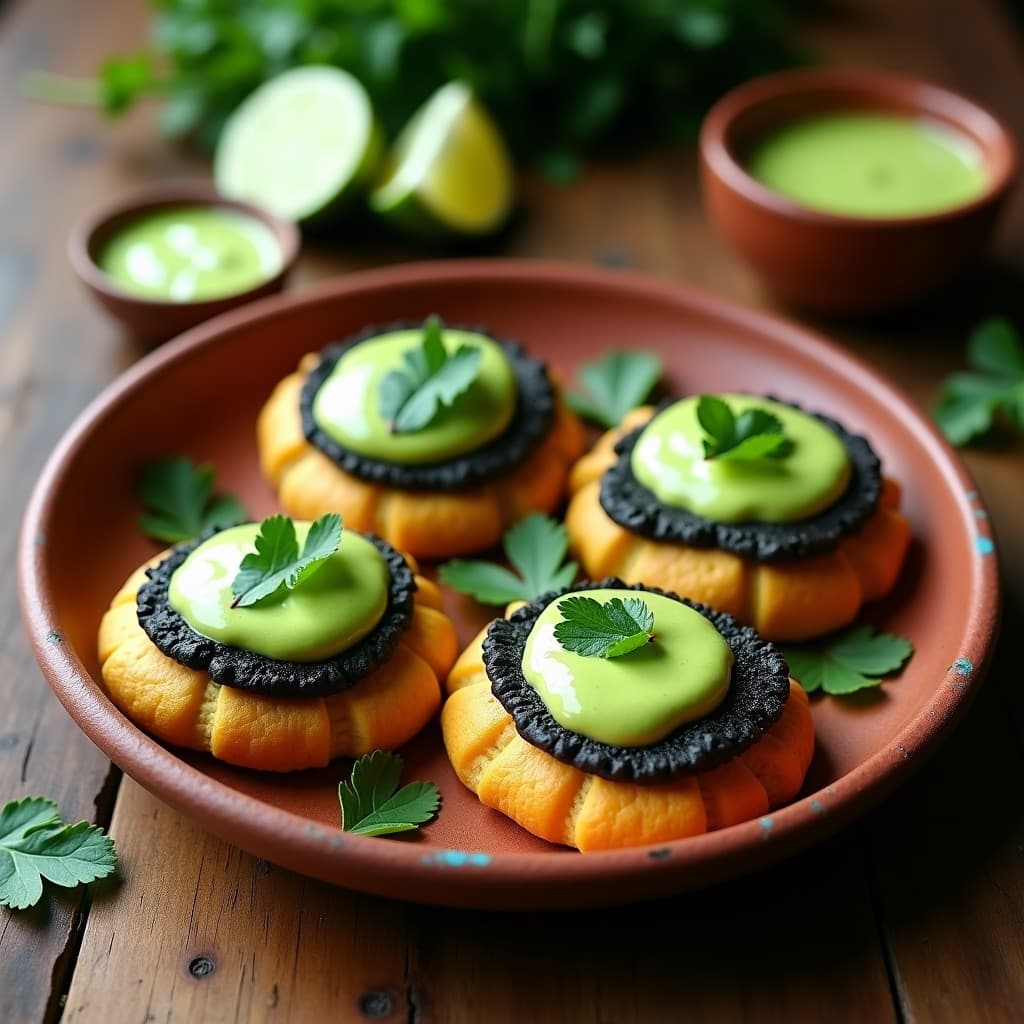 Tortas de Maíz Azul con Huitlacoche y Crema de Epazote: Receta Mexicana Vegana en Sartén