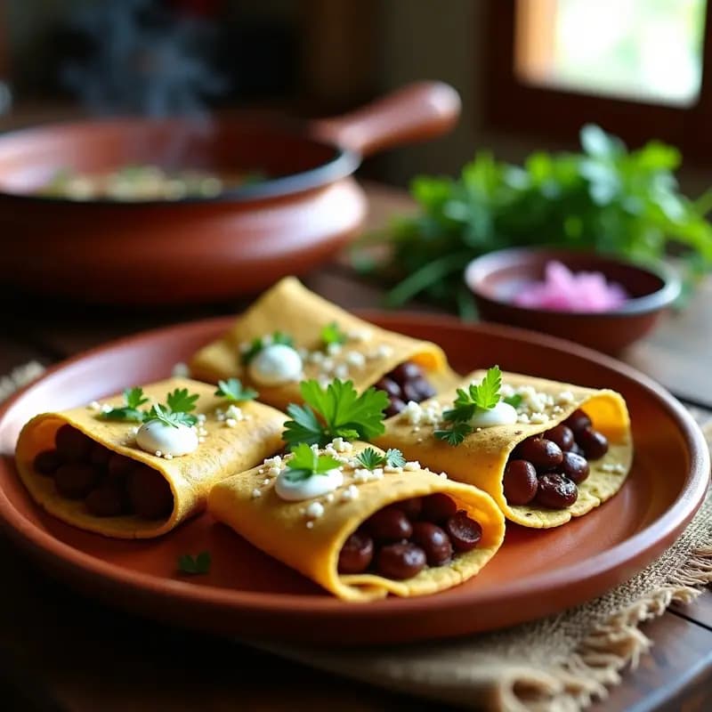 Tortas de Maíz con Chorizo y Frijoles: Desayuno Mexicano Tradicional en Comal