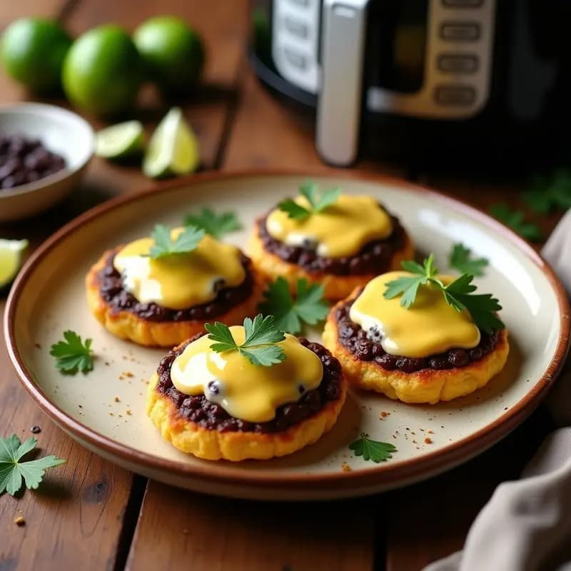 Tortas de Maíz con Frijoles Negros y Queso Vegano: Receta Colombiana Keto en Airfryer