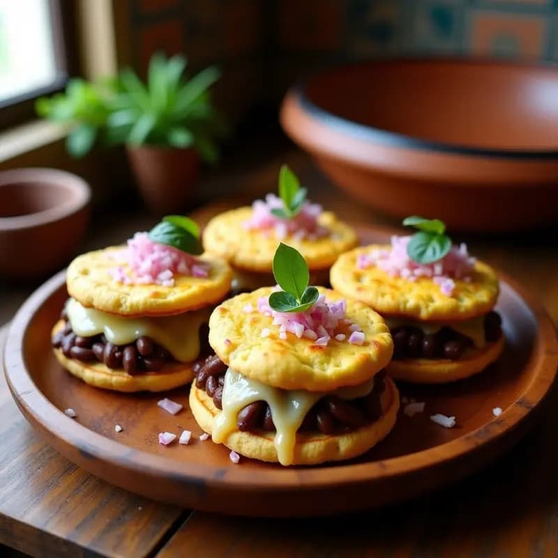 Tortas de Maíz con Frijoles Refritos y Queso Oaxaca: Receta Mexicana para Desayunar