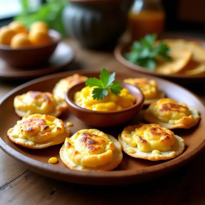 Tortas de Maíz con Queso Paneer y Chutney de Mango: Aperitivo Indio en Airfryer