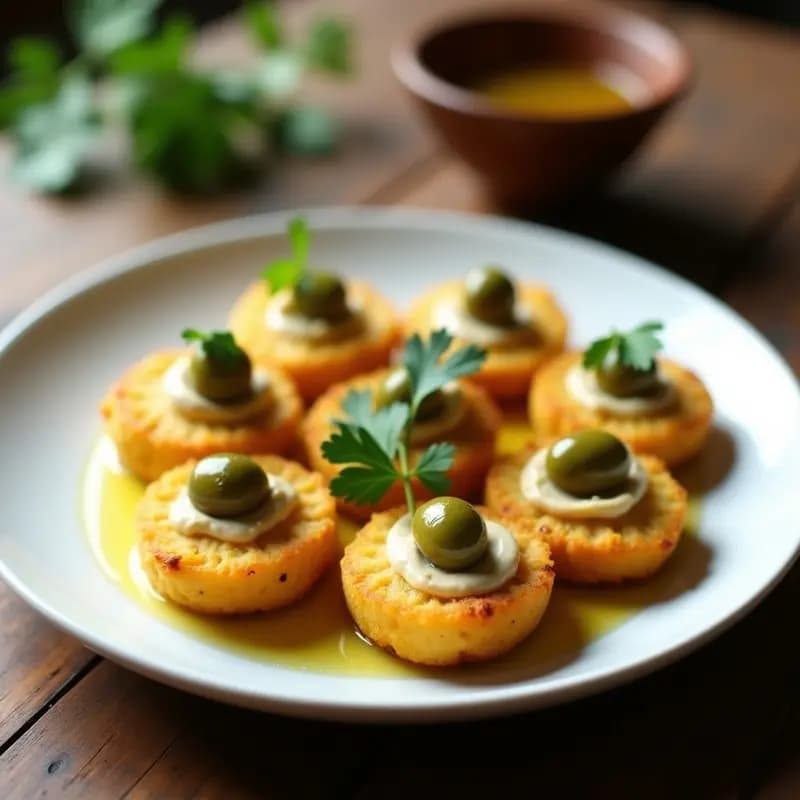 Tortas de Papa Rellenas de Hummus y Aceitunas: Aperitivo Argentino sin Horno