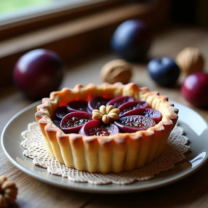 Törtchen de Ciruelas y Nueces: Receta Alemana Tradicional con Toque Crujiente