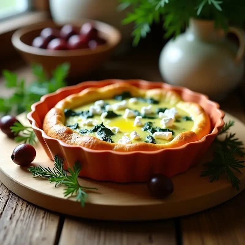 Torte de Espinacas y Feta: Pastel salado griego sin masa en airfryer