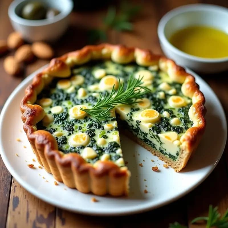 Torte de Espinacas y Feta de Almendras: Quiche Griega Sin Masa y Keto