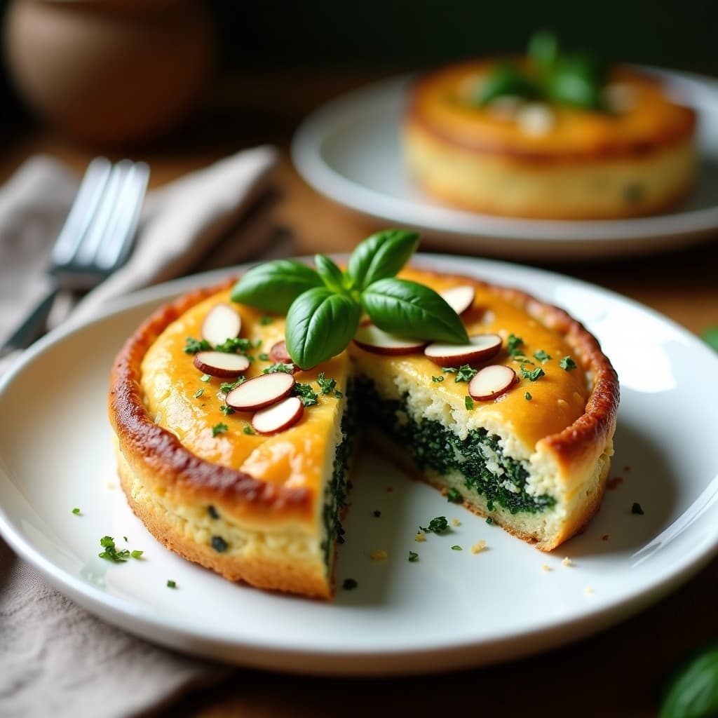 Torte de Ricota y Espinacas con Base de Coliflor: Receta Italiana Sin Gluten y Alta en Proteína