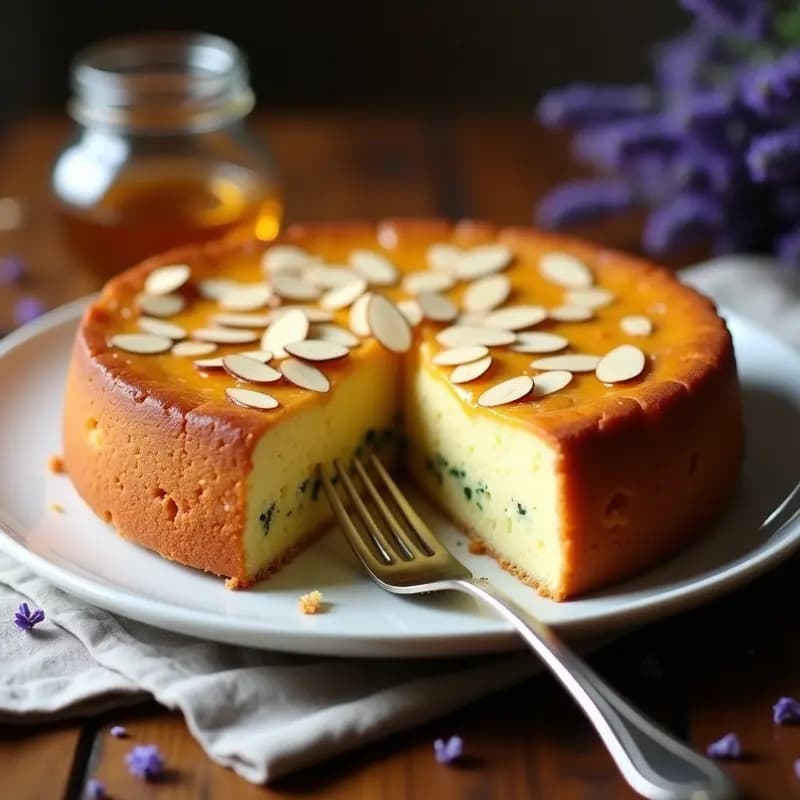 Torte de Ricotta y Calabacín: Postre Italiano Sin Gluten con Miel de Lavanda
