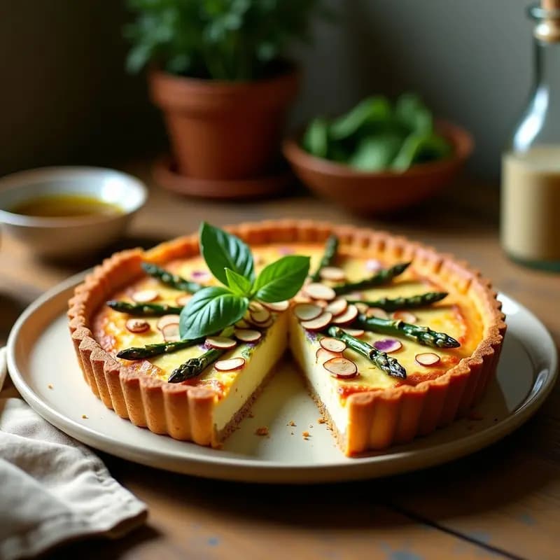 Torte de Ricotta y Espárragos con Base de Almendras: Quiche Italiana Sin Gluten y Keto