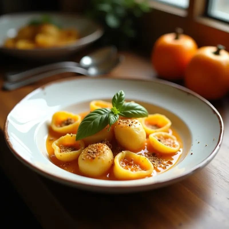 Tortelli di Zucca con Relleno de Calabaza y Amaretto: Receta Italiana Gourmet
