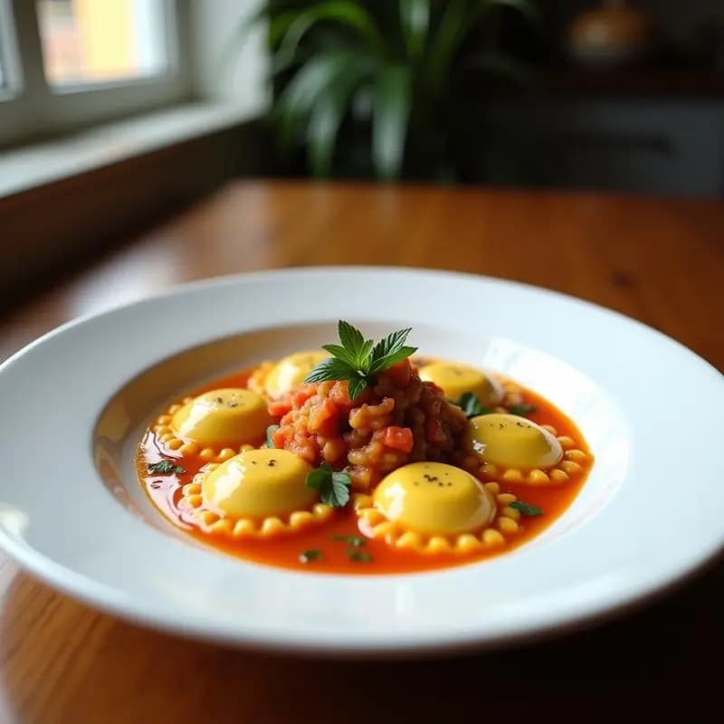 Tortelli di Zucca al Forno: Ravioli de Calabaza al Horno con Salsa de Nueces