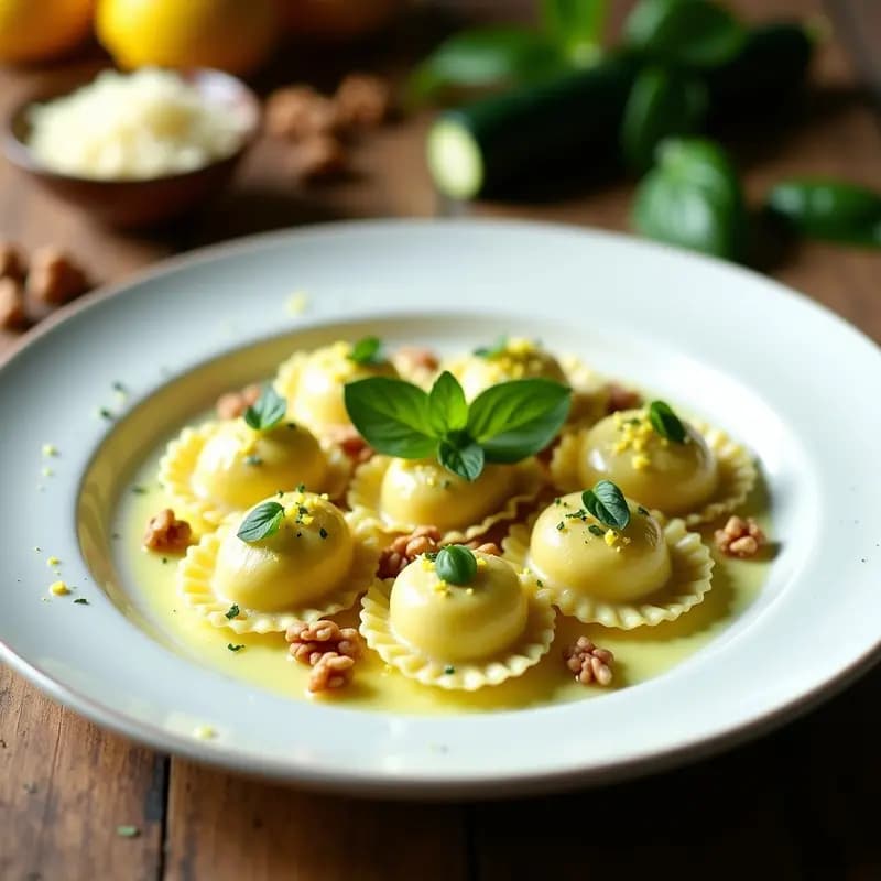 Tortelli de Zuccini Rellenos de Ricotta y Limón: Pasta Italiana Sin Harina