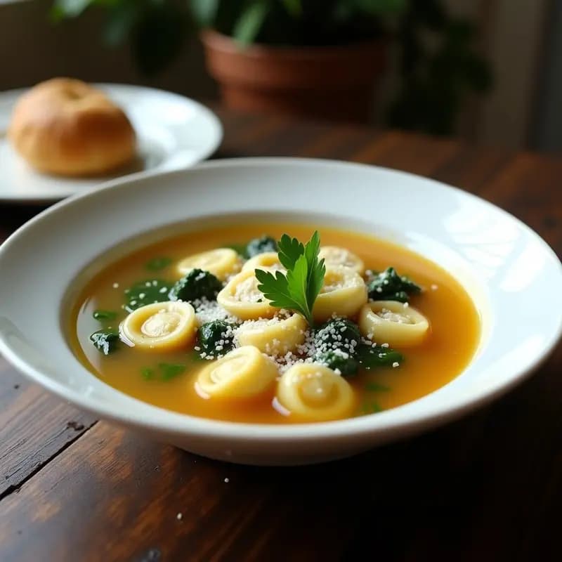 Tortellini en Brodo Italianos con Queso Parmesano: Sopa Elegante en 25 Minutos