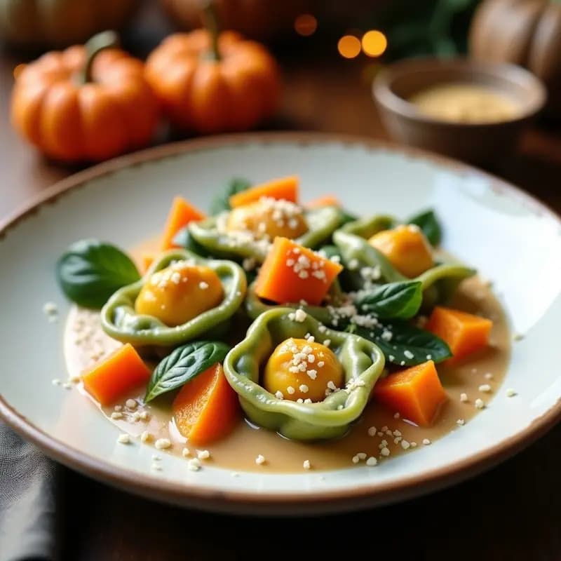 Tortellini de Calabaza y Ricotta en Salsa de Nuez Moscada: Receta Italiana Cremosa y Vegetariana
