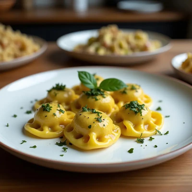 Tortellini de Calabaza y Ricotta con Salsa de Salvia y Mantequilla Clarificada: Plato Italiano Otoñal