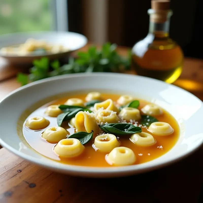Tortellini en Brodo: Pasta Rellena Italiana en Caldo de Pollo Casero y Aromático