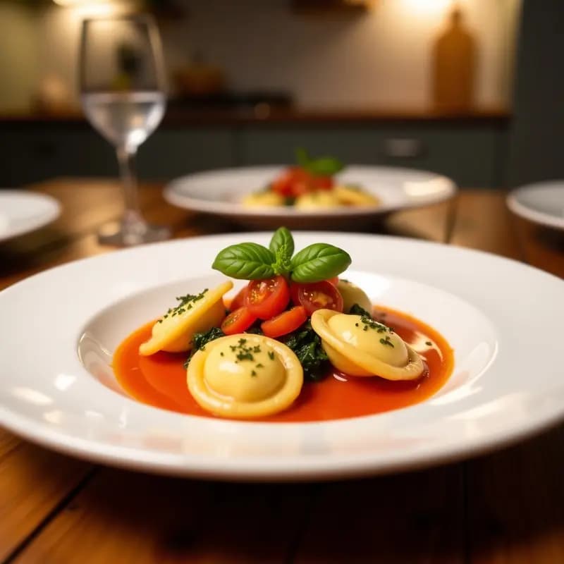 Tortellini Rellenos de Ricotta y Espinaca: Receta Italiana en Salsa de Tomate Casera