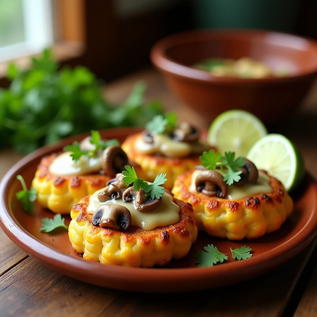 Tortenitas de Maíz con Hongo Ostra y Queso Panela: Receta Mexicana en Airfryer
