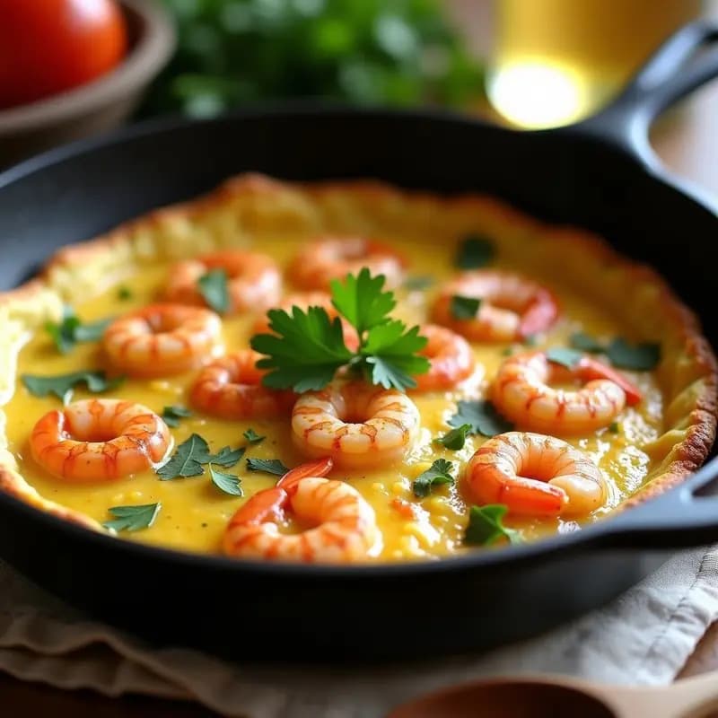 Tortilla de Ajetes y Gambas Rojas: Receta de la Costa Brava en Sartén Antiadherente