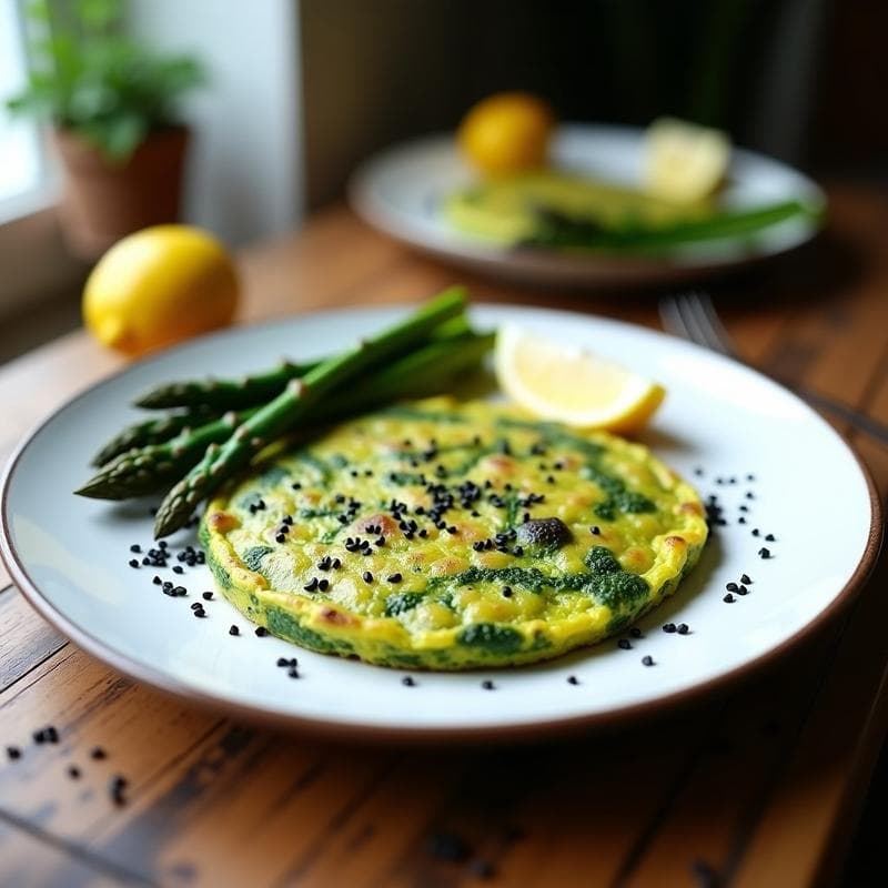 Tortilla de Algas Espirulina y Espárragos: Receta Vegana y Detox en Sartén