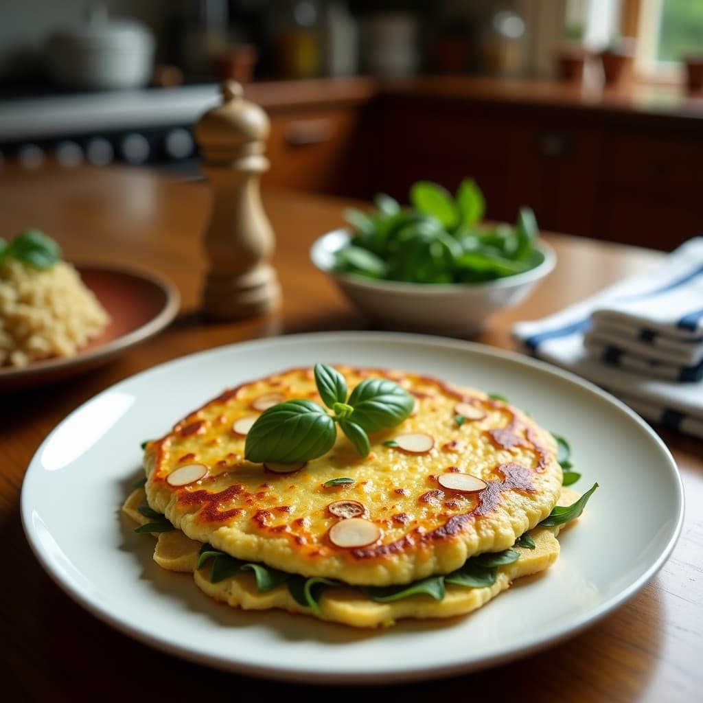 Tortilla de Almendras y Calabacín: Desayuno Keto y Sin Harina con Toque Mediterráneo