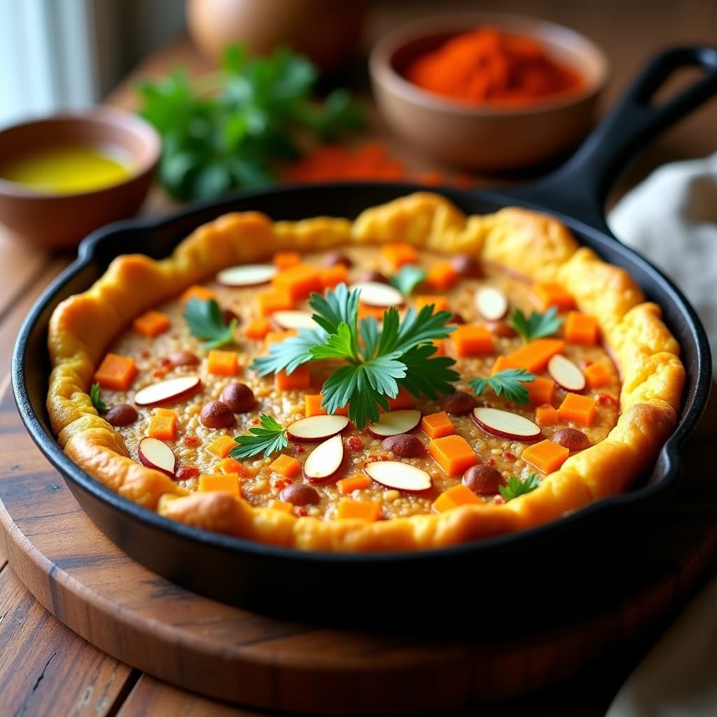 Tortilla Dúo de Batata y Calabaza con Especias Marroquíes: Desayuno Sin Gluten