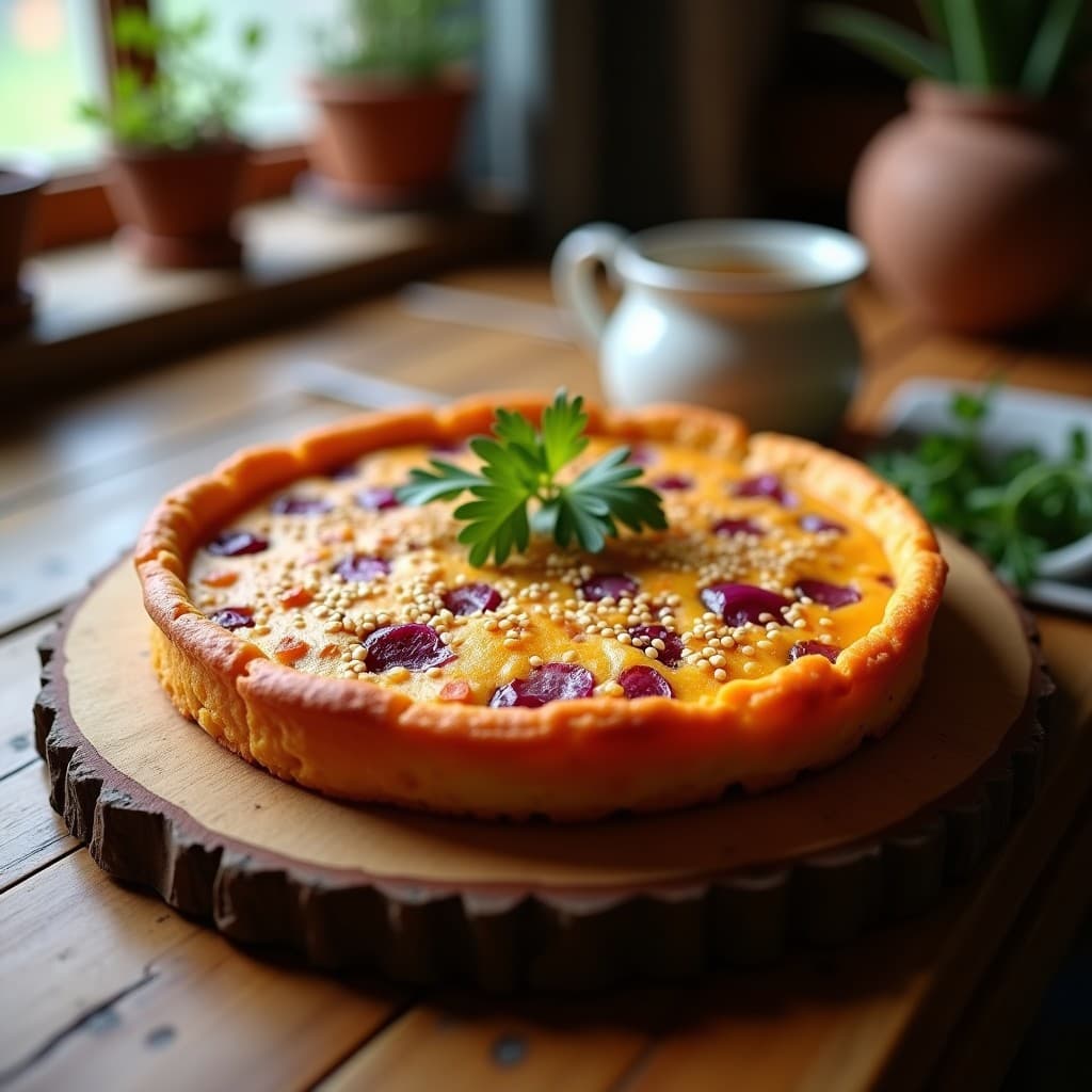Tortilla de Batata y Cebolla Morada: Receta Vegana Sin Huevo con Especias al Horno