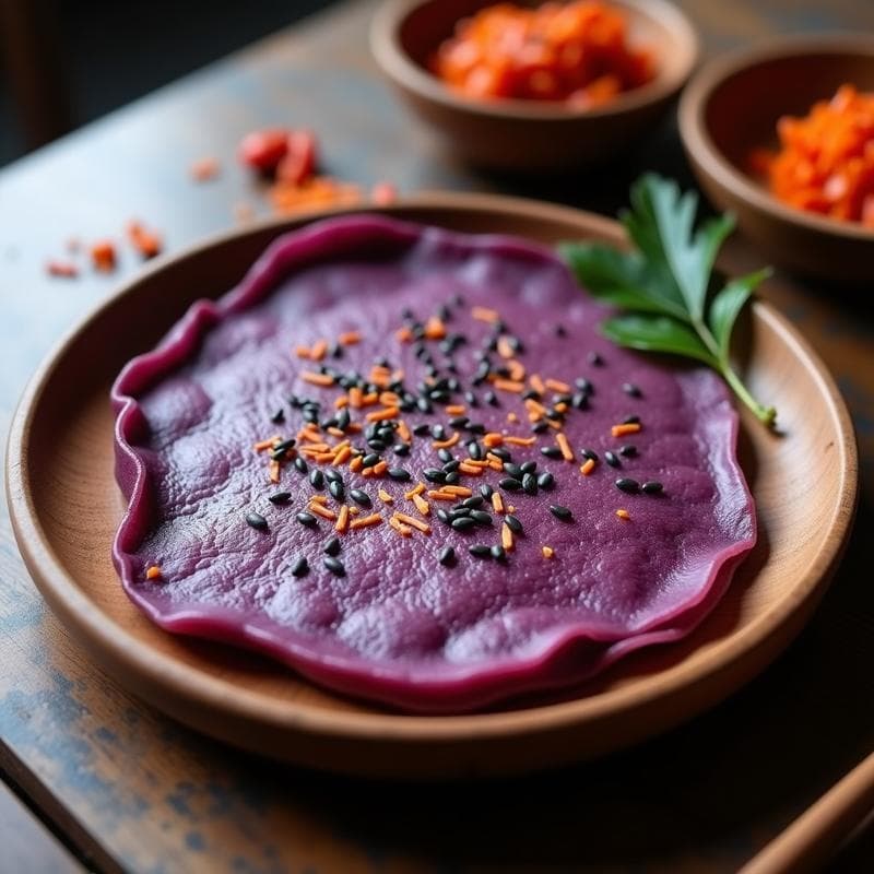 Tortilla de Batata Morada y Kimchi: Receta Coreana Vegana en Olla Lenta
