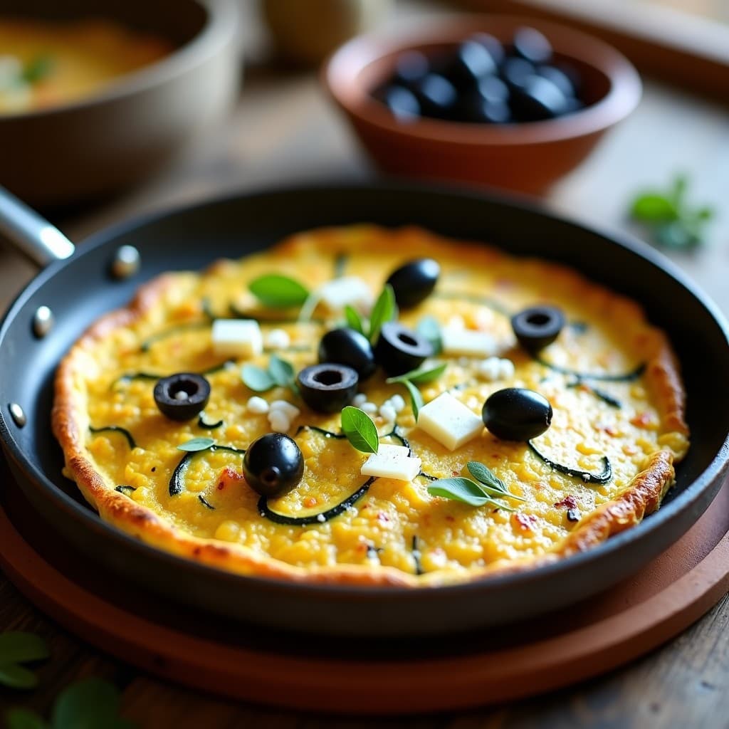 Tortilla de Calabacín y Aceitunas Negras: Receta Española Keto en Sartén Antiadherente