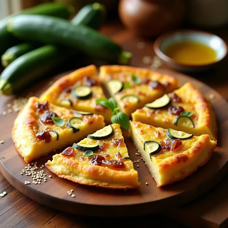 Tortilla de Calabacín y Cebolla Caramelizada: Receta Vegana Sin Huevos con Toque Crujiente