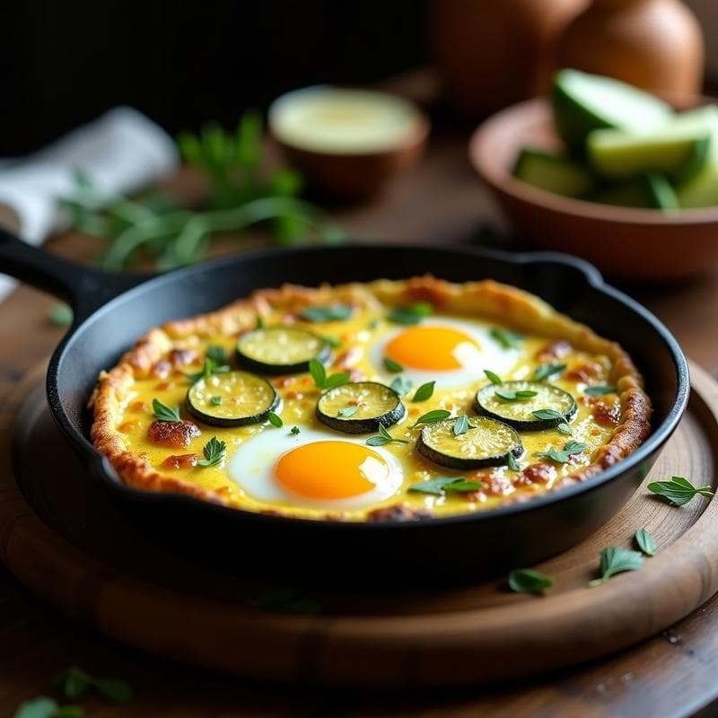 Tortilla de Calabacín y Huevos de Codorniz: Receta en Sartén de Hierro con Trufa