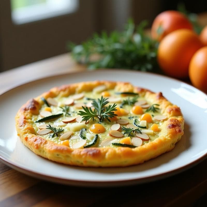 Tortilla de Calabacín y Queso de Albaricoque con Hierbas Provenzales: Receta Francesa Keto