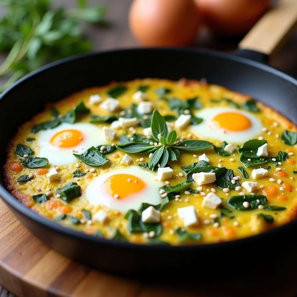 Tortilla de Calabacín y Queso Feta con Hojas de Ortiga: Desayuno Griego en Sartén