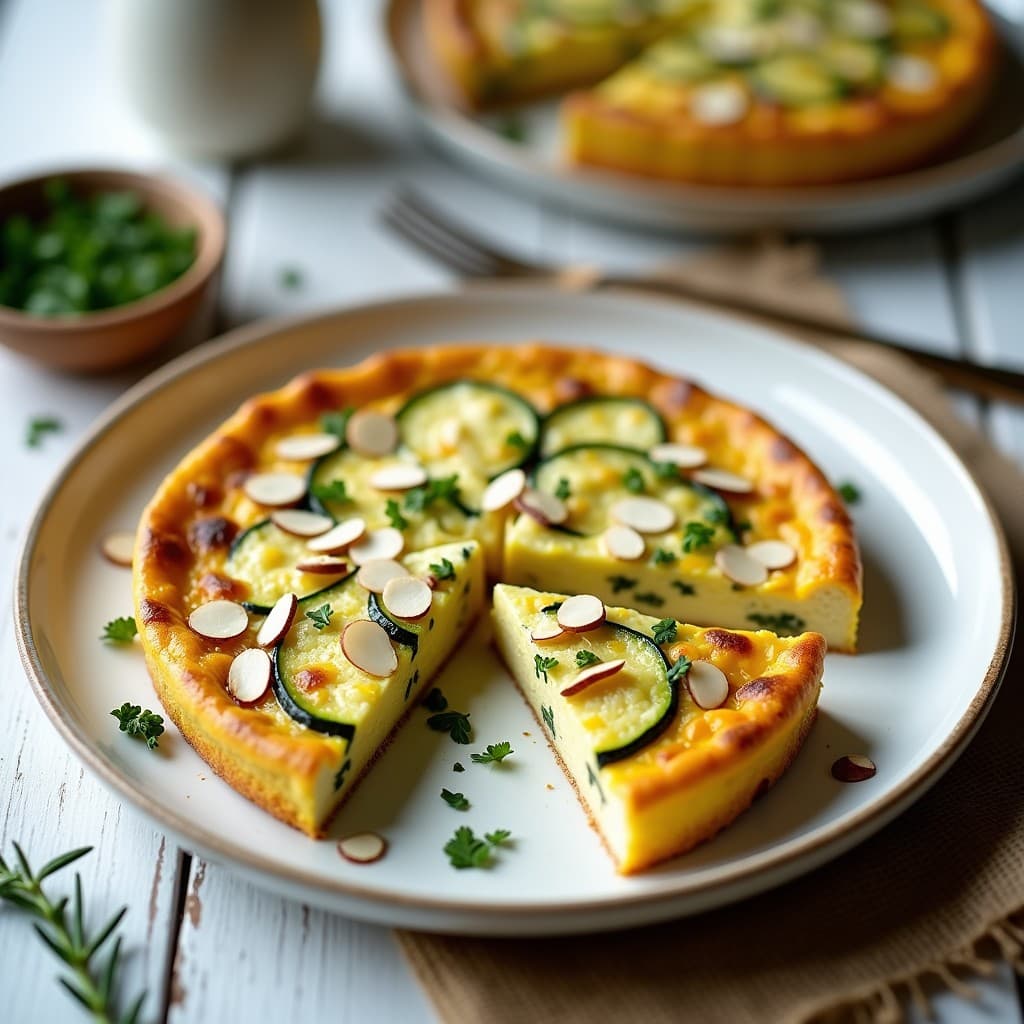 Tortilla de Calabacín y Queso Feta con Hierbas Provenzales: Desayuno Francés en 15 Minutos