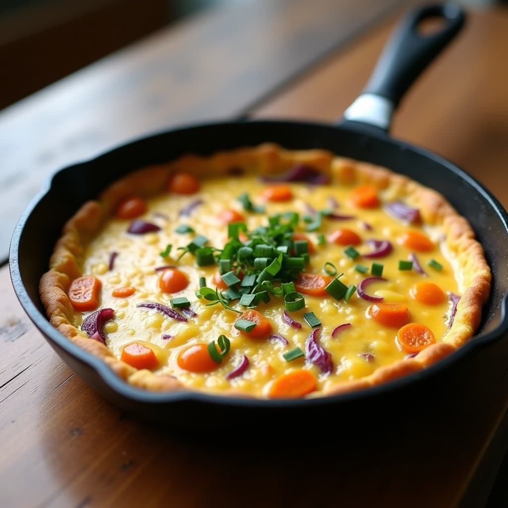Tortilla de Calabaza Kabocha y Cebolla Morada: Desayuno Vegano y Sin Gluten en Sartén