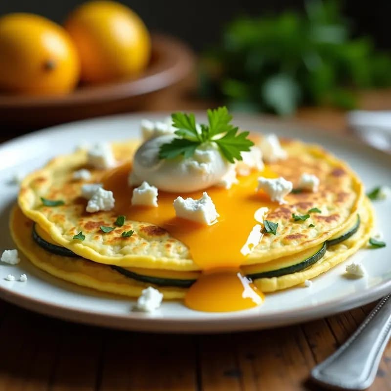 Tortilla de Calabín y Queso de Cabra con Miel de Mango: Desayuno Colombiano