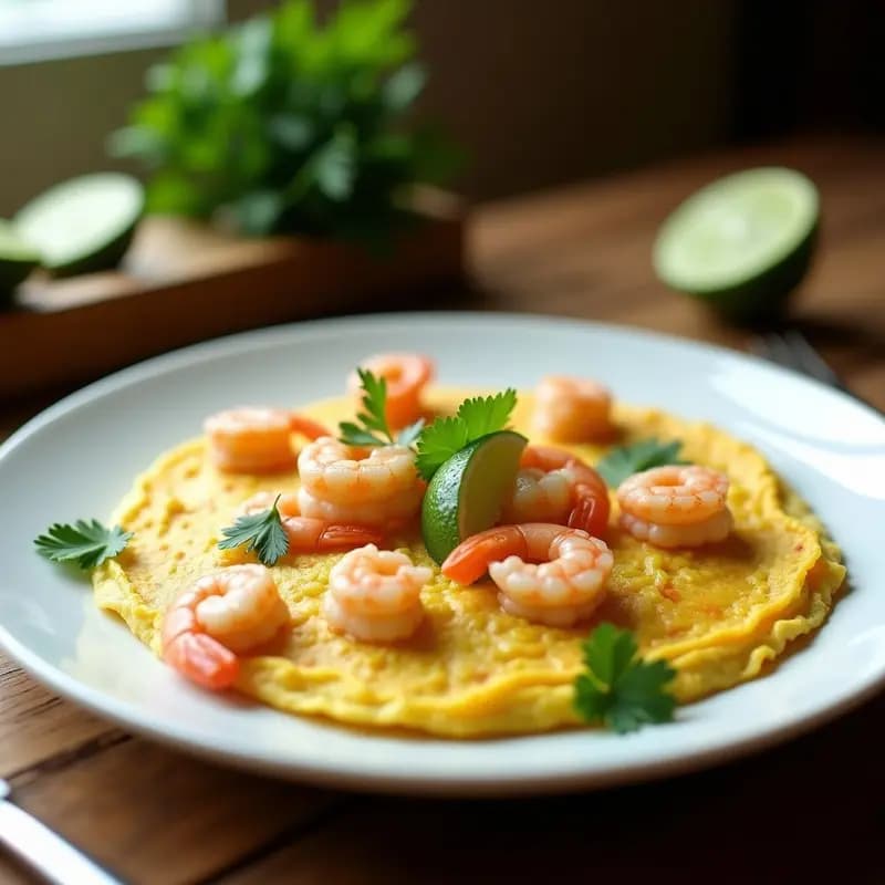 Tortilla de Camarones con Lima y Crema: Receta Brasileña en 15 Minutos